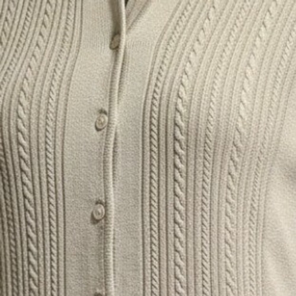 VTG 3X big tall Crystal-Kobe LTD‎ long sleeve button collar cardigan sweater Tan
